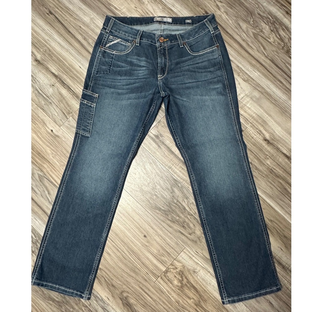 Ariat Rebar Mid Rise Straight Leg Jeans Dark Wash Carpenter Utility Denim 32S